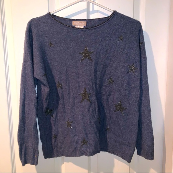 Merino wool cashmere Italian sparkly star sweater size small fast shipping new - Picture 1 of 3